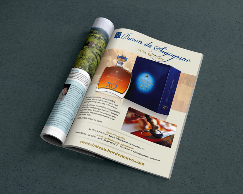 Advert design for Baron de Sigognac Armagnac