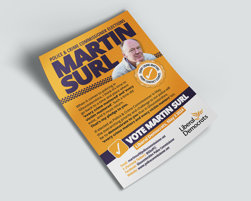 A campaign flyer for the Police and Crime Commissioner election